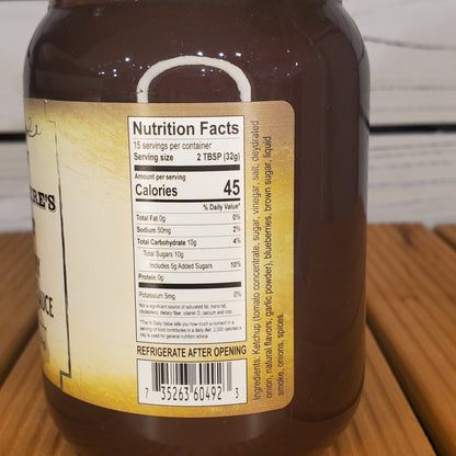 Nutrition facts label on a bottle of sauce