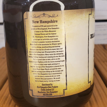 Wine bottle label with text on a wooden surface