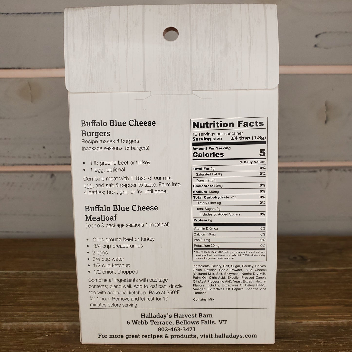 Nutrition label on a wooden background