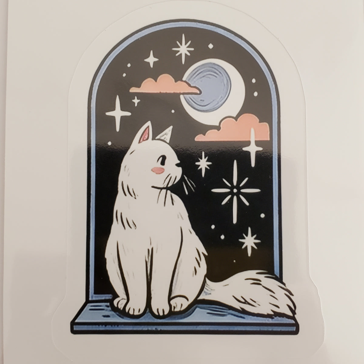Cat in Window at Night Sticker