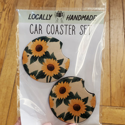 Soft Sunflower Car Coaster – Floral Cup Holder Coaster