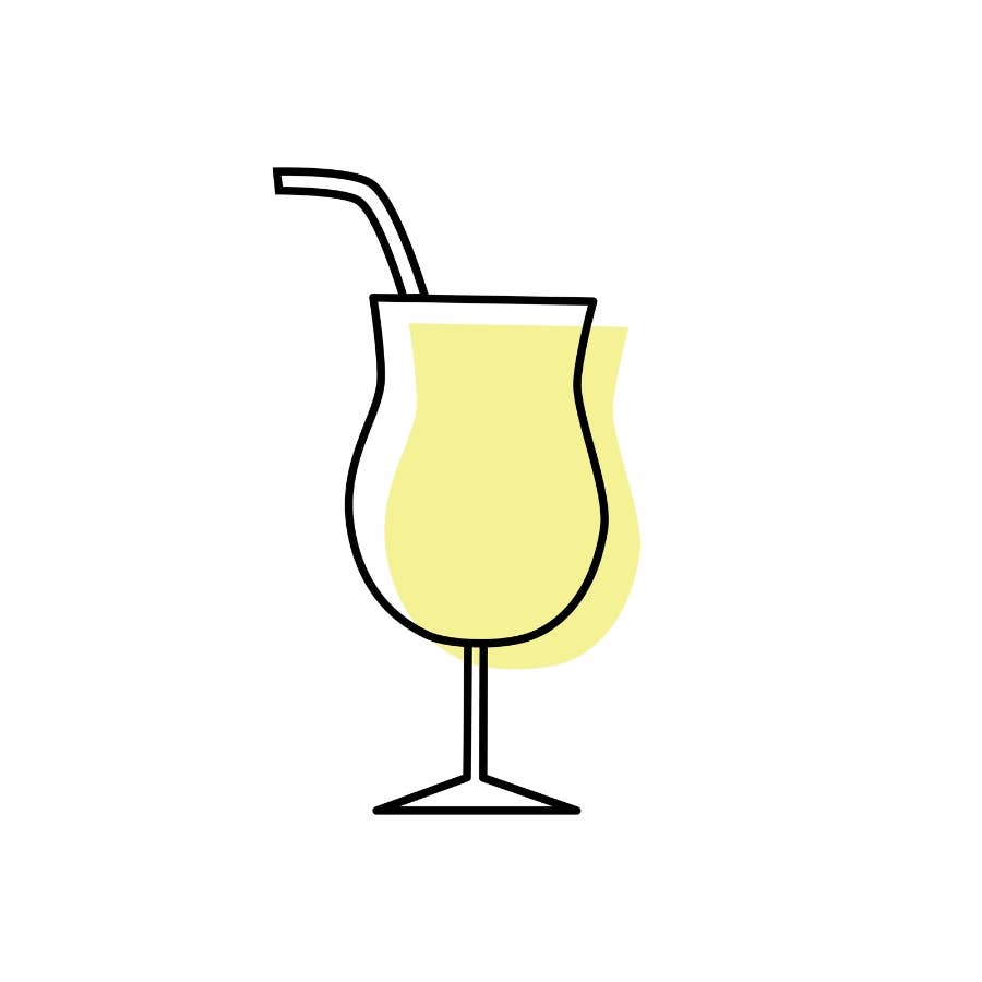Illustration of a cocktail glass with a straw on a white background