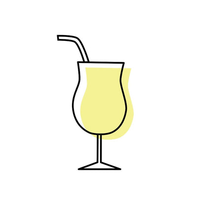Illustration of a cocktail glass with a straw on a white background