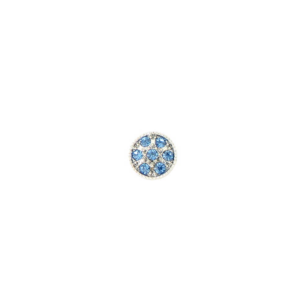 Round blue gemstone earring on a white background