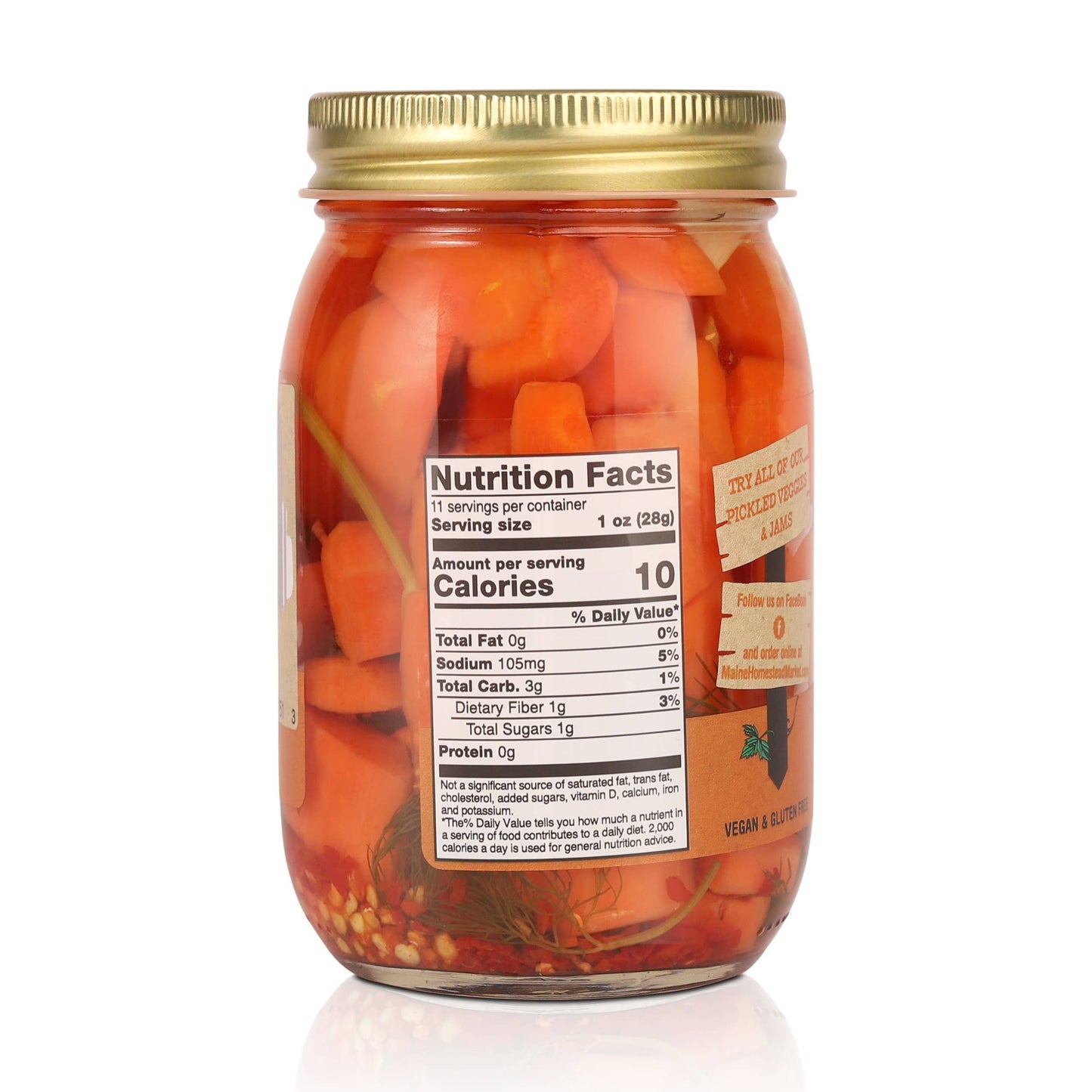 Hot Dill Pickled Carrots, Salad Cut