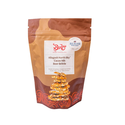 Bag of Allagash North Sky Cacao Nib Beer Brittle with branding on a white background