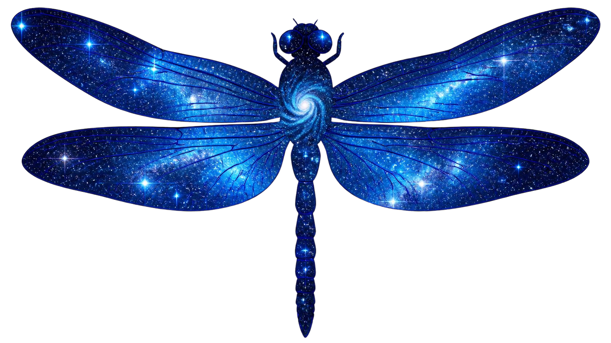 Blue Galaxy Dragonfly Sticker