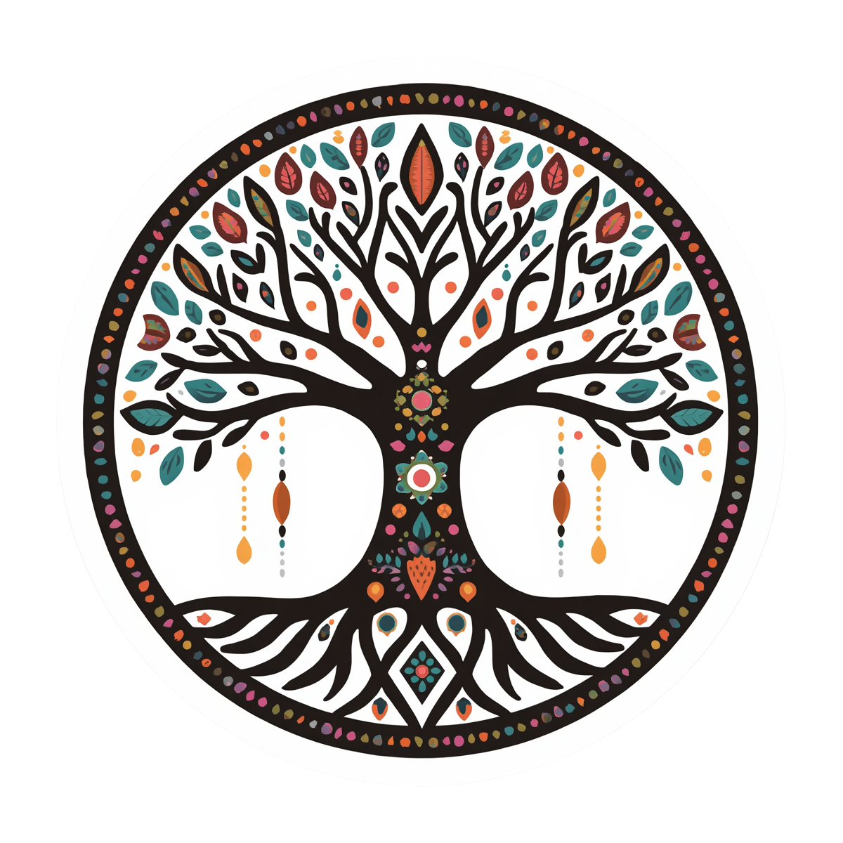 Boho Black Tree of Life Sticker