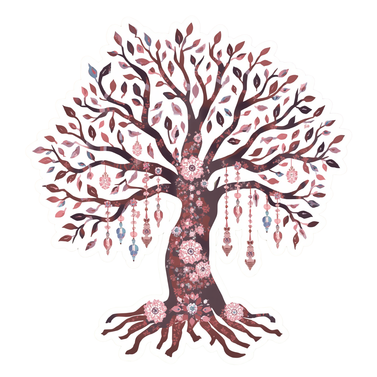 Boho Tree with Hanging Crystals Sticker