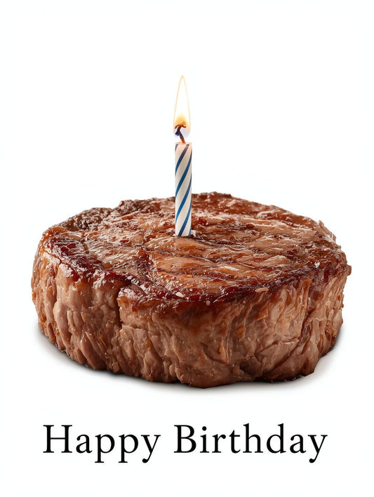 Birthday Candle in a Steak Filet Birthday Card – Funny Food Birthday Card