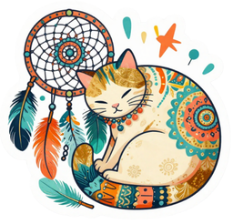 Dream Catcher Sleeping Cat Sticker