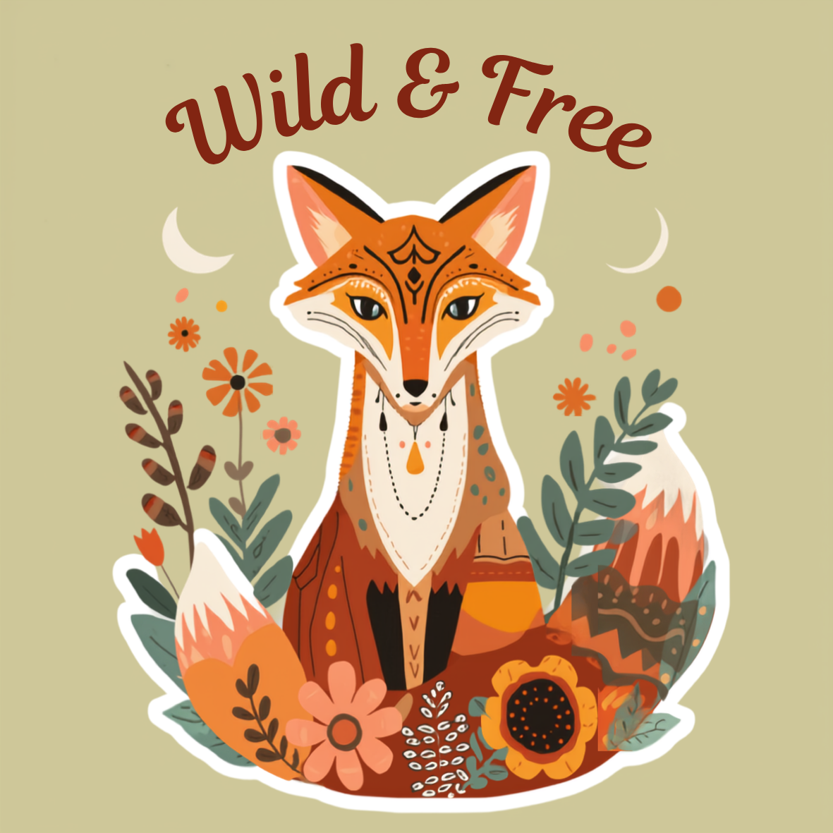 Wild & Free Boho Fox Sticker
