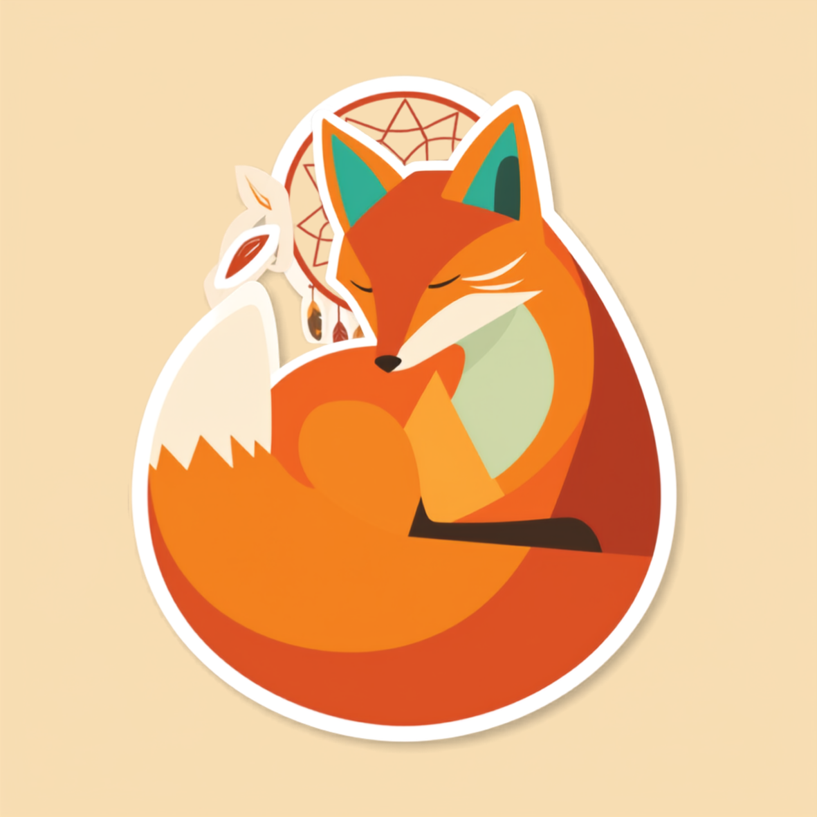 Dream Catcher Sleeping Fox Sticker