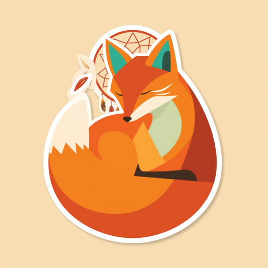 Dream Catcher Sleeping Fox Sticker