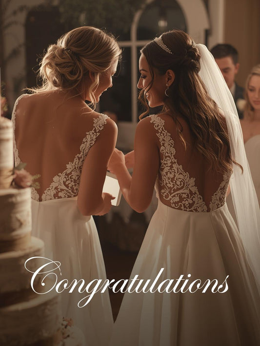 Women Couple Wedding Congratulations Card – Elegant Same-Sex Wedding Greeting