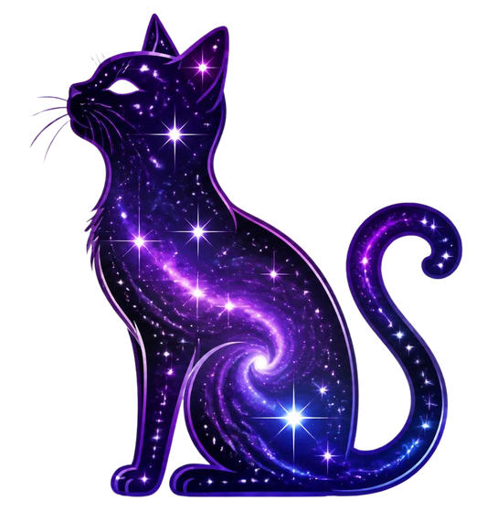 Cartoon Purple Galaxy Cat Sticker
