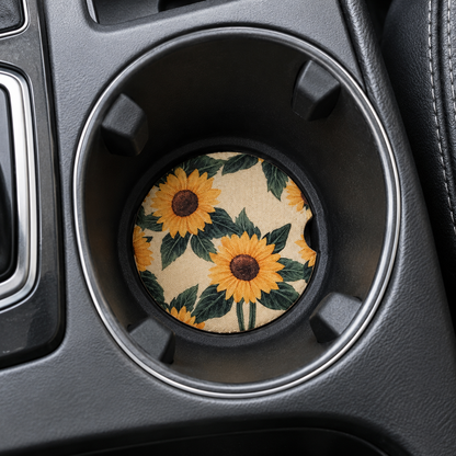 Soft Sunflower Car Coaster – Floral Cup Holder Coaster