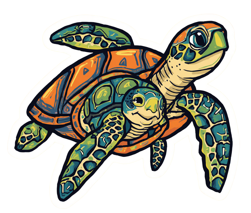 Momma and Baby Sea Turtle Sticker