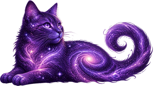 REALISTIC PURPLE GALAXY CAT STICKER