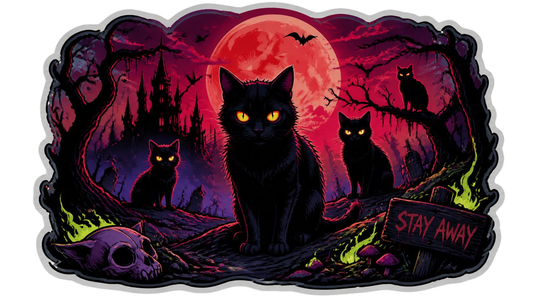 Stay Away Cats in Horror Sticker