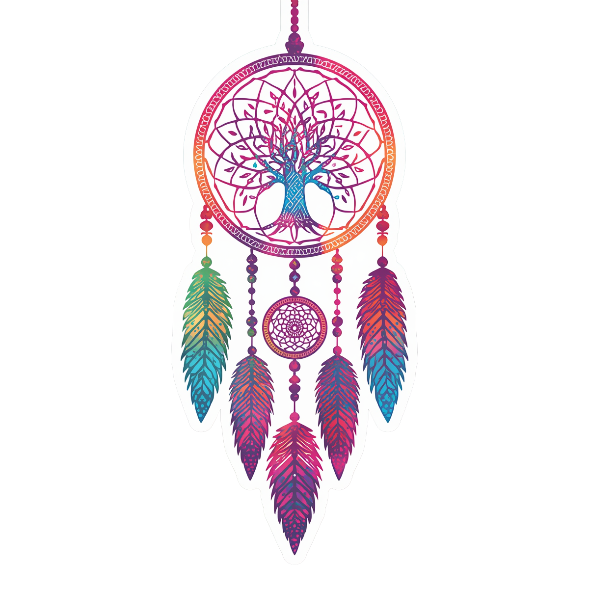Rainbow Tree of Life Dreamcatcher Sticker
