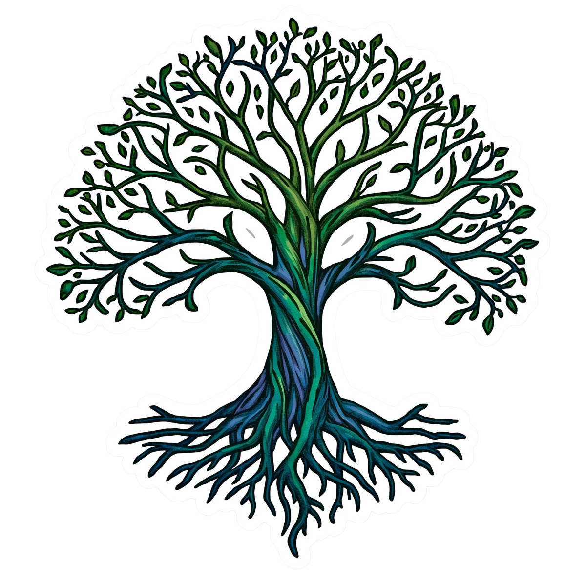 Blue Green Tree of Life Sticker