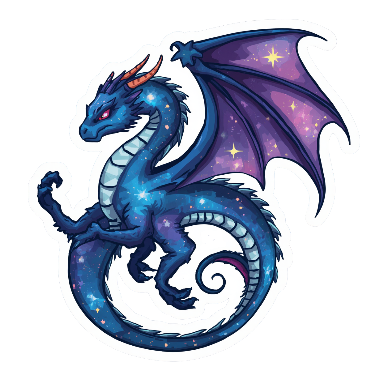 Blue Purple Galaxy Dragon Sticker