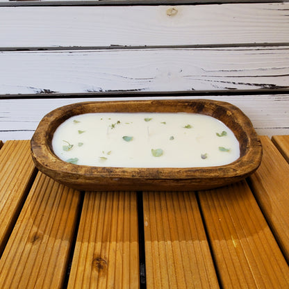 Midnight Vanilla- Soy Wax Wooden Dough bowl Candle