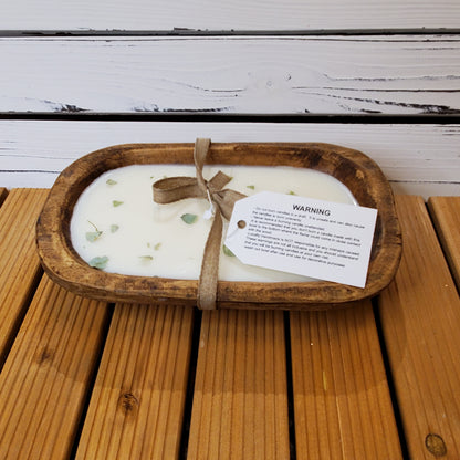 Midnight Vanilla- Soy Wax Wooden Dough bowl Candle