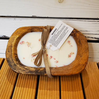 Strawberry- Soy Wax Wooden Dough Bowl Candle