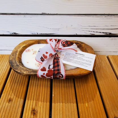 Strawberry- Soy Wax Wooden Dough Bowl Candle