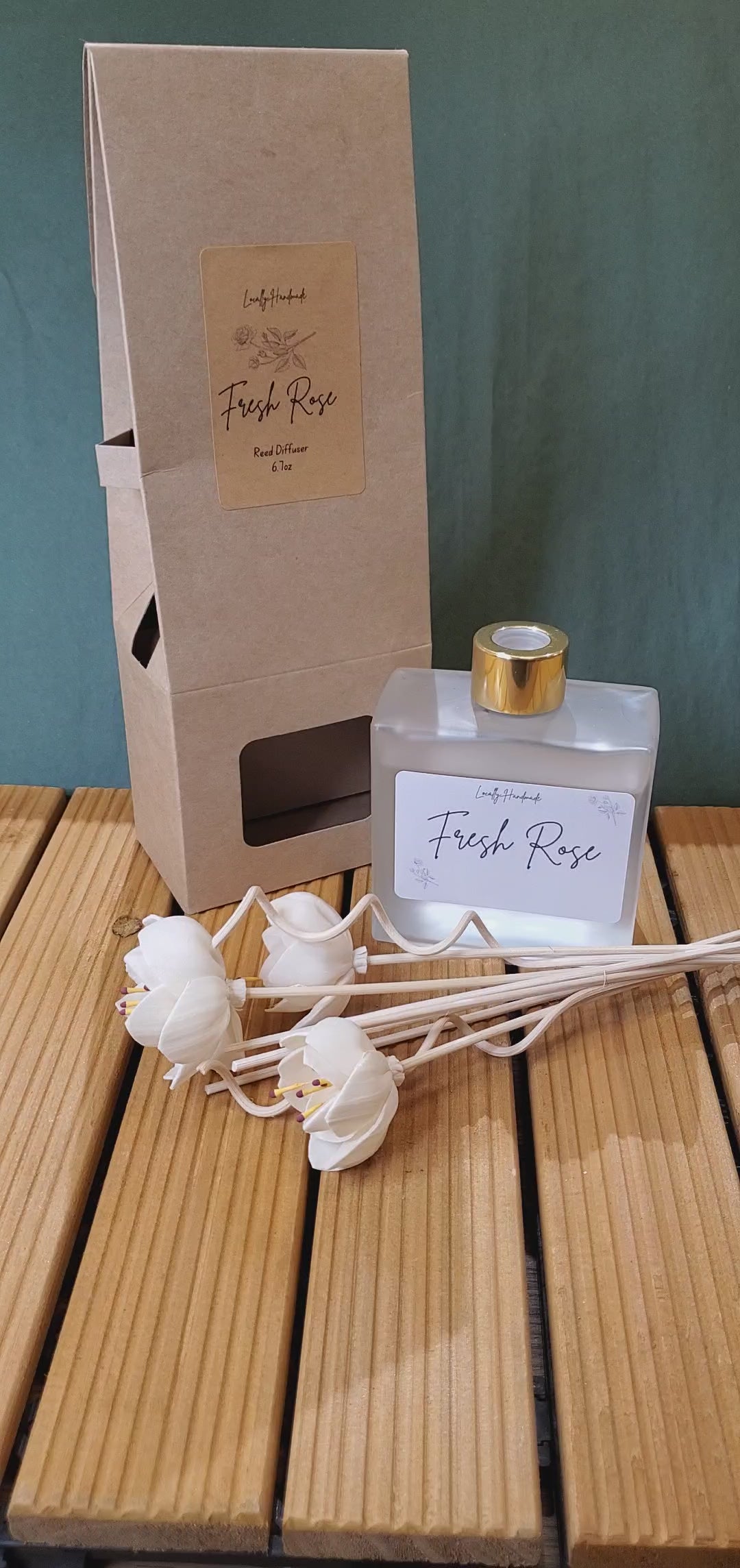 Reed diffuser on wood table