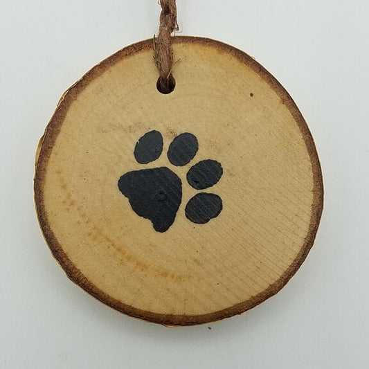 Paw Print Small Birch Ornament