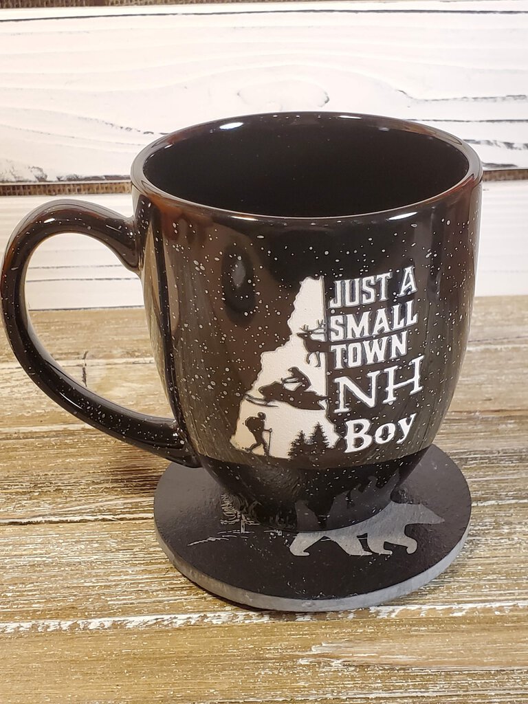 Wood table with mug on top